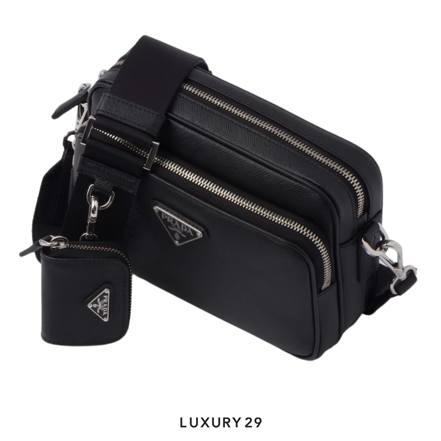 Prada Saffiano leather shoulder bag Black PRADA