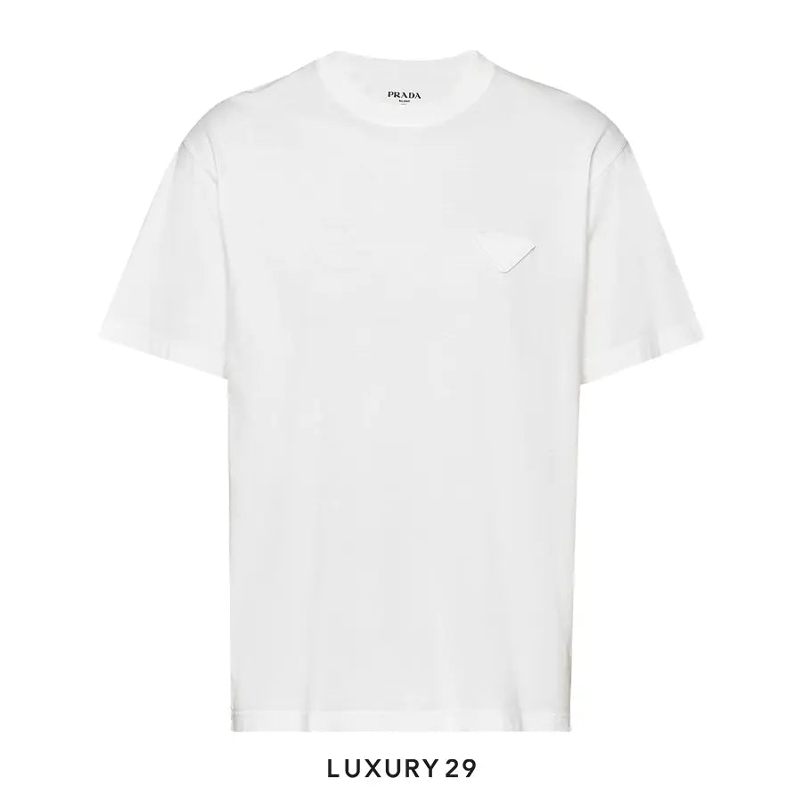 Prada Short-Sleeved Cotton Tee T-shirt Sabbia