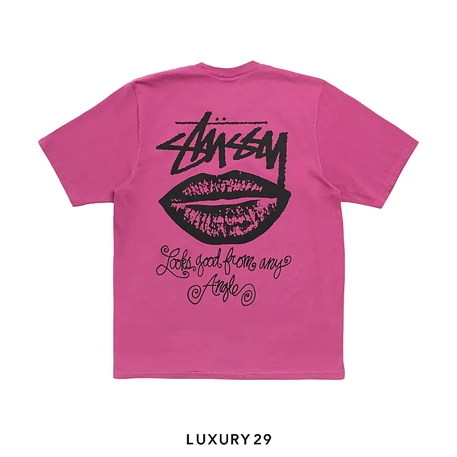 STUSSY ANY ANGLE TEE PIGMENT DYED BERRY