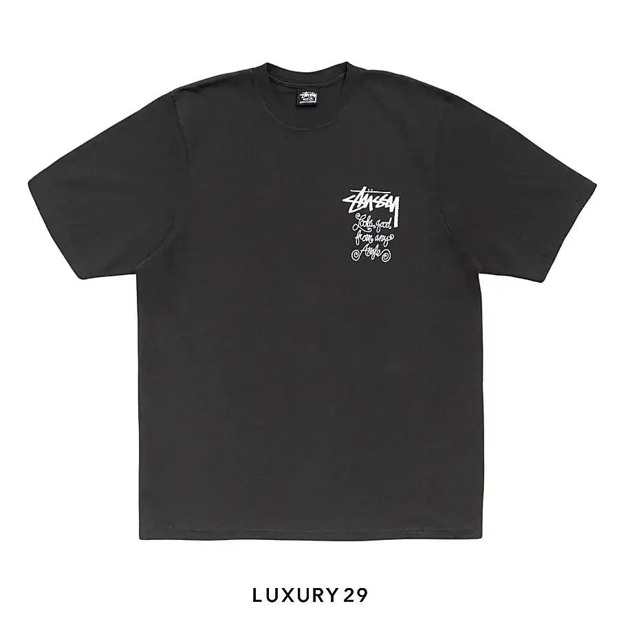 STUSSY ANY ANGLE TEE PIGMENT DYED FADED BLACK