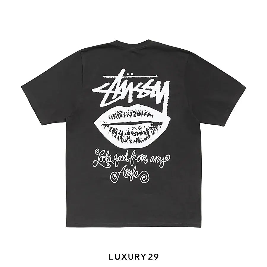 STUSSY ANY ANGLE TEE PIGMENT DYED FADED BLACK
