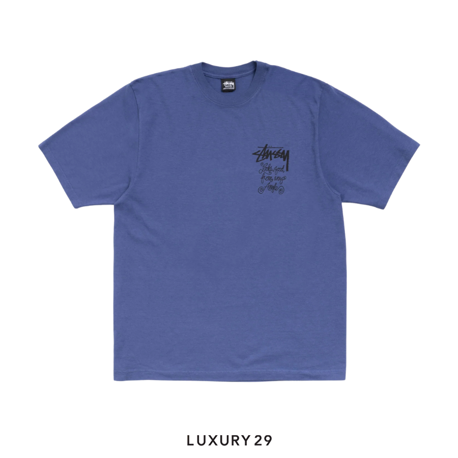 STUSSY ANY ANGLE TEE PIGMENT DYED INDIGO