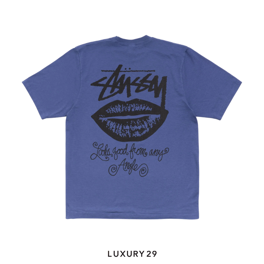 STUSSY ANY ANGLE TEE PIGMENT DYED INDIGO