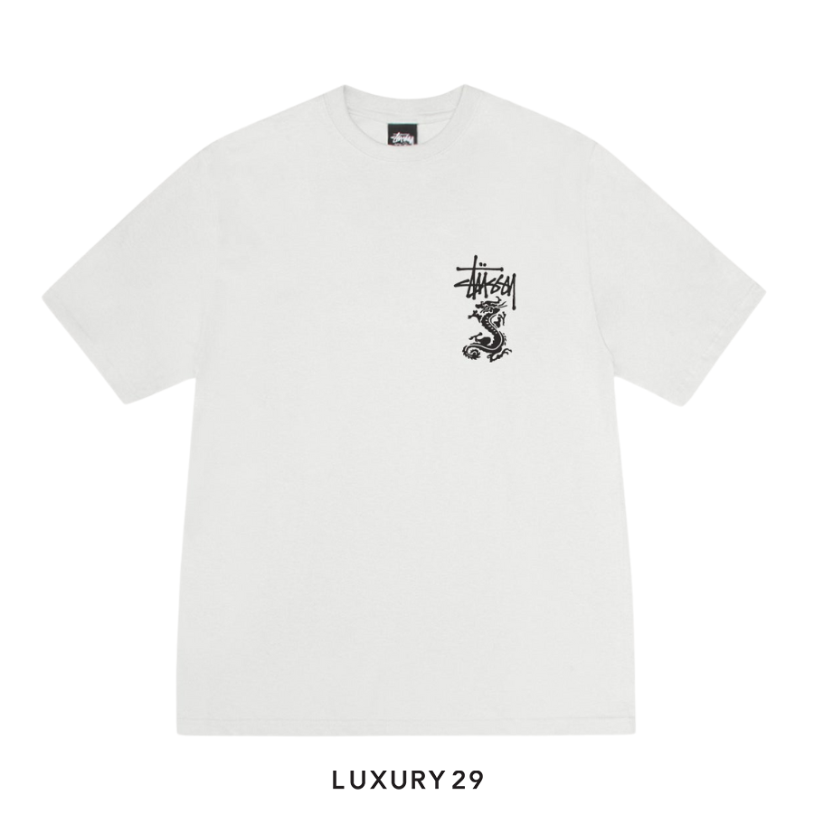 STUSSY DOUBLE DRAGON TEE PIGMENT DYED WHITE STUSSY