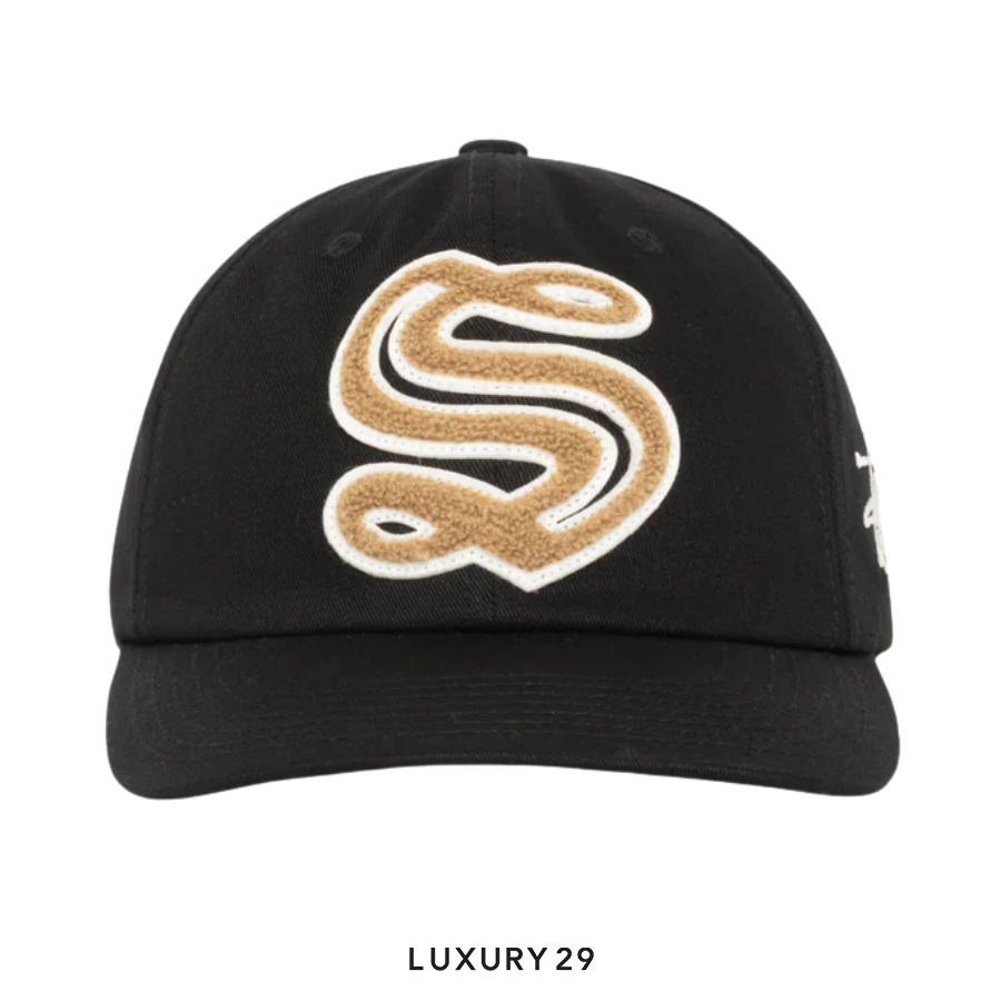 STUSSY MID-DEPTH CHENILLE S SNAPBACK BLACK STUSSY
