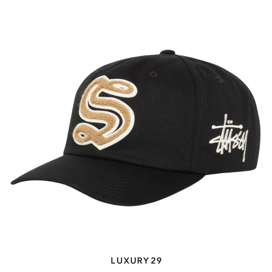 STUSSY MID-DEPTH CHENILLE S SNAPBACK BLACK STUSSY