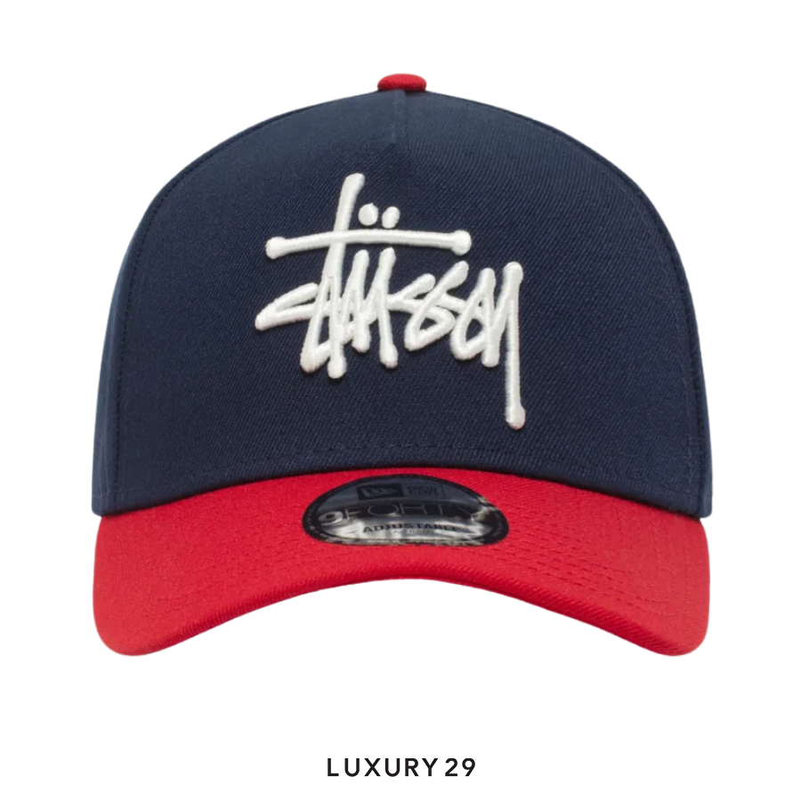 STUSSY NEW ERA 9TWENTY BASIC STRAPBACK NAVY/RED STUSSY