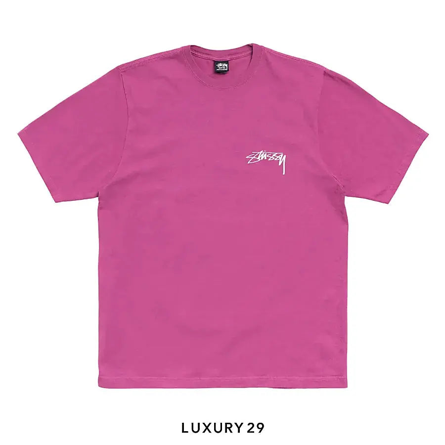 STUSSY SKATE STACK TEE PIGMENT DYED BERRY
