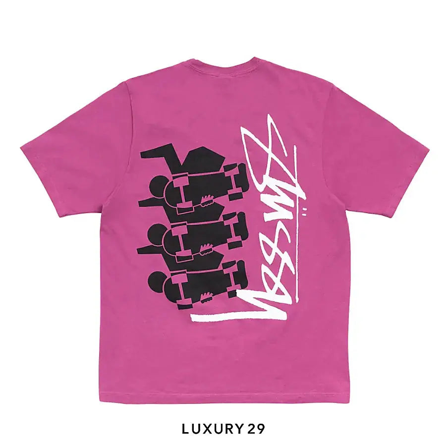 STUSSY SKATE STACK TEE PIGMENT DYED BERRY