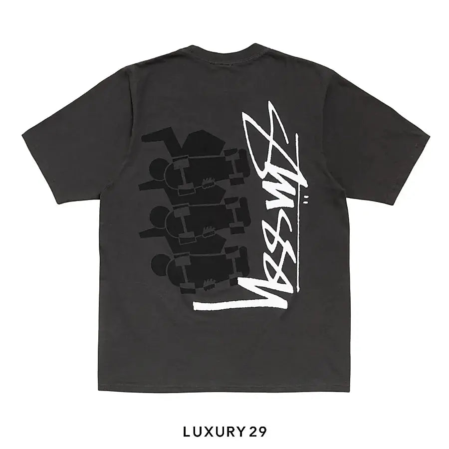 STUSSY SKATE STACK TEE PIGMENT DYED BLACK