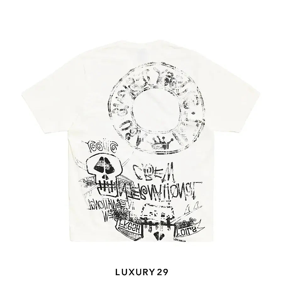 STUSSY SKULLS TEE PIGMENT DYED NATURAL