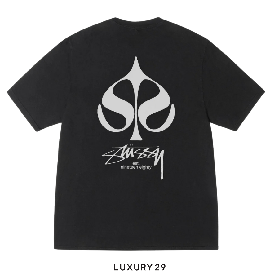 STUSSY SPADE TEE PIGMENT DYED BLACK STUSSY
