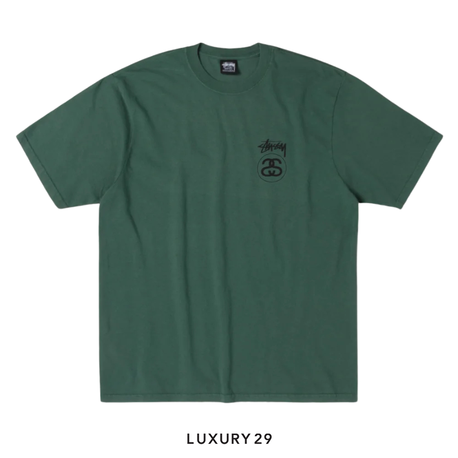 STUSSY STOCK LINK TEE PIGMENT DYE GREEN STUSSY