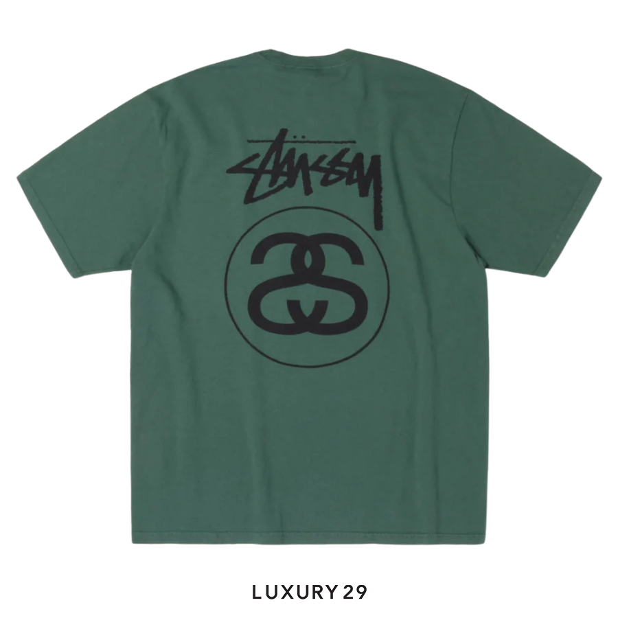 STUSSY STOCK LINK TEE PIGMENT DYE GREEN STUSSY
