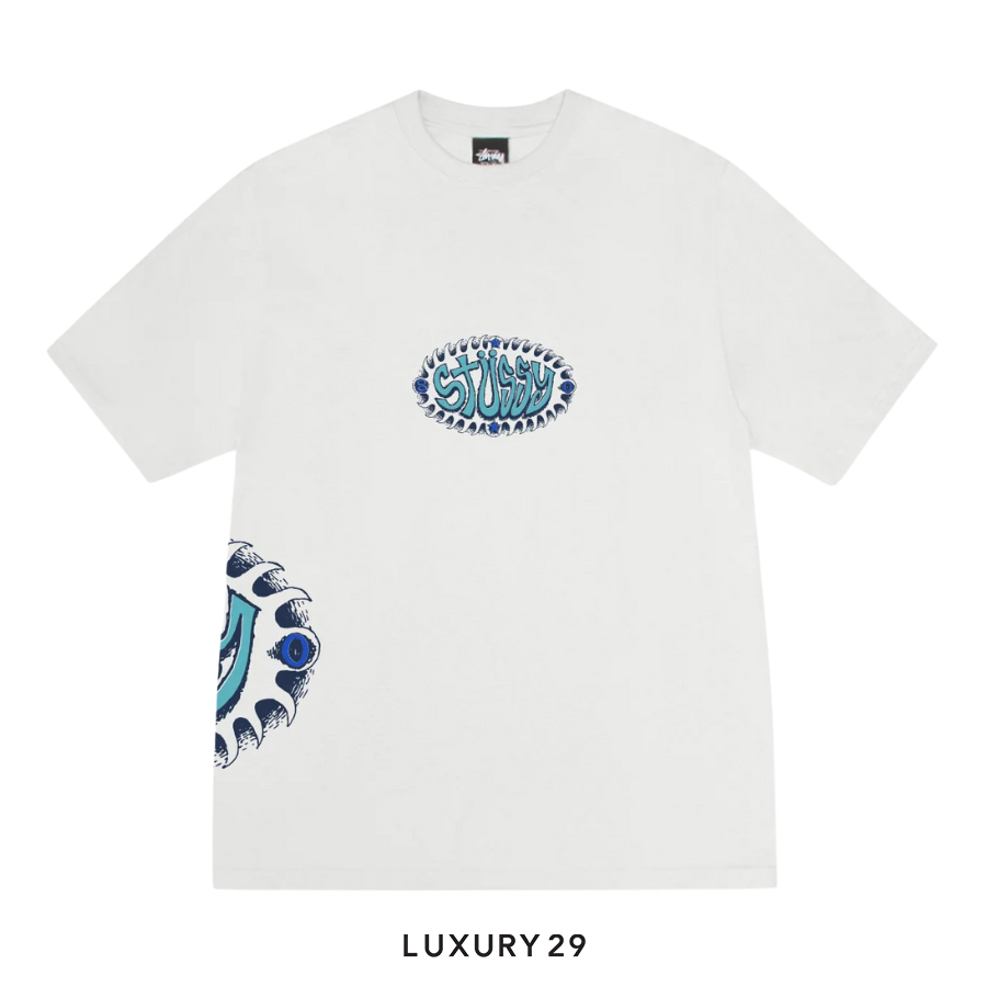 STUSSY WAVE OVAL TEE PIGMENT DYED WHITE STUSSY