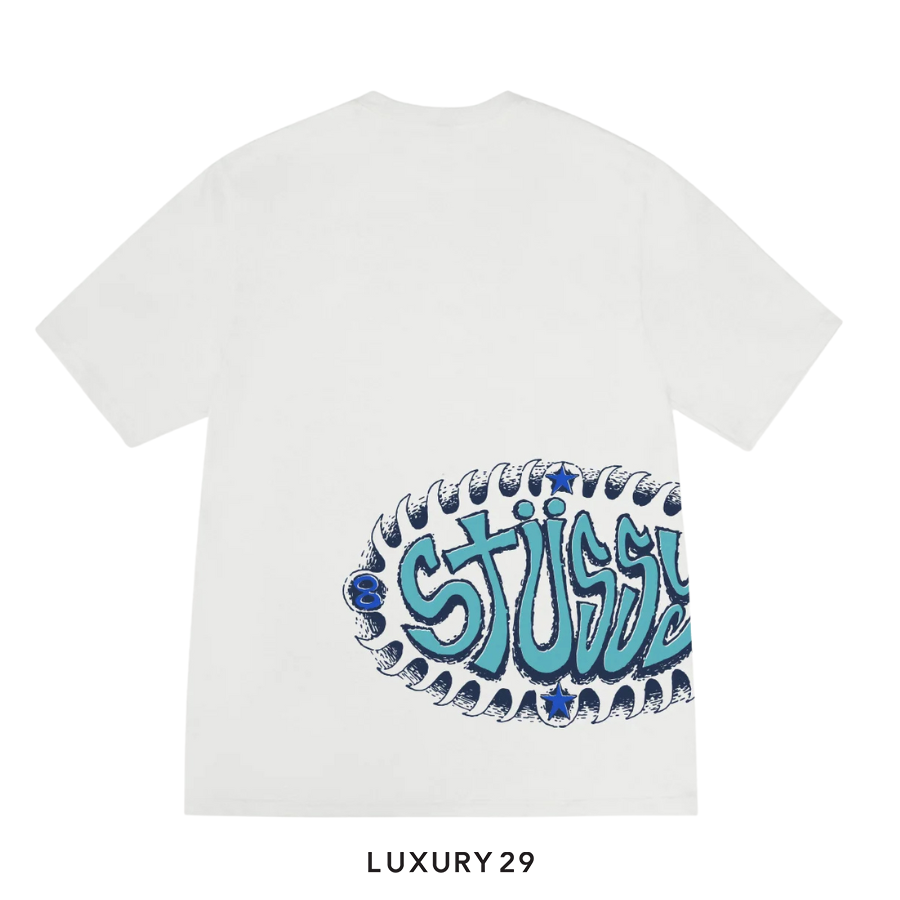 STUSSY WAVE OVAL TEE PIGMENT DYED WHITE STUSSY