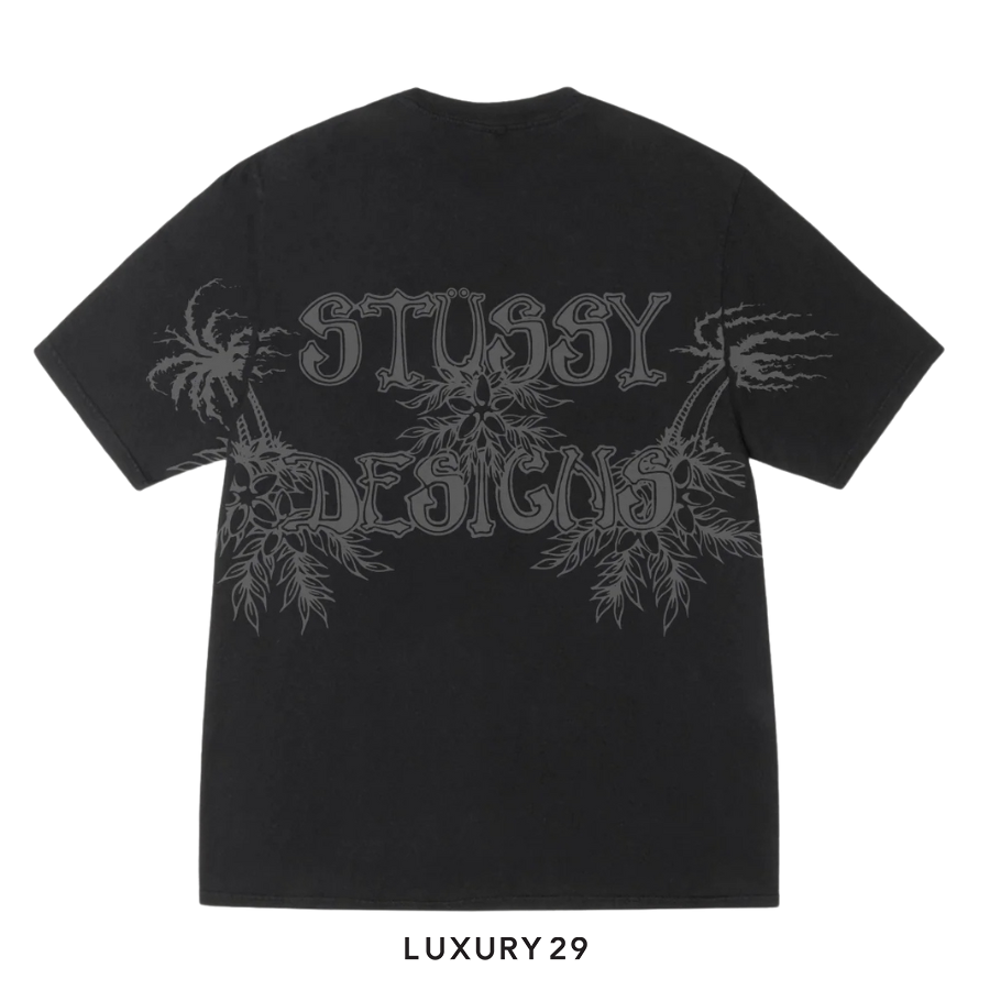 STUSSY WES PALMS TEE PIGMENT DYED BLACK STUSSY