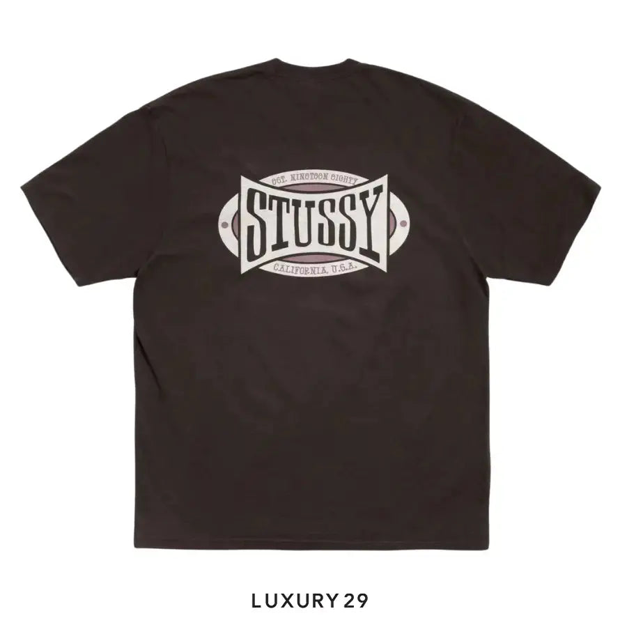 Stussy CHAMPION OVAL TEE PIGMENT DYED BLACK
