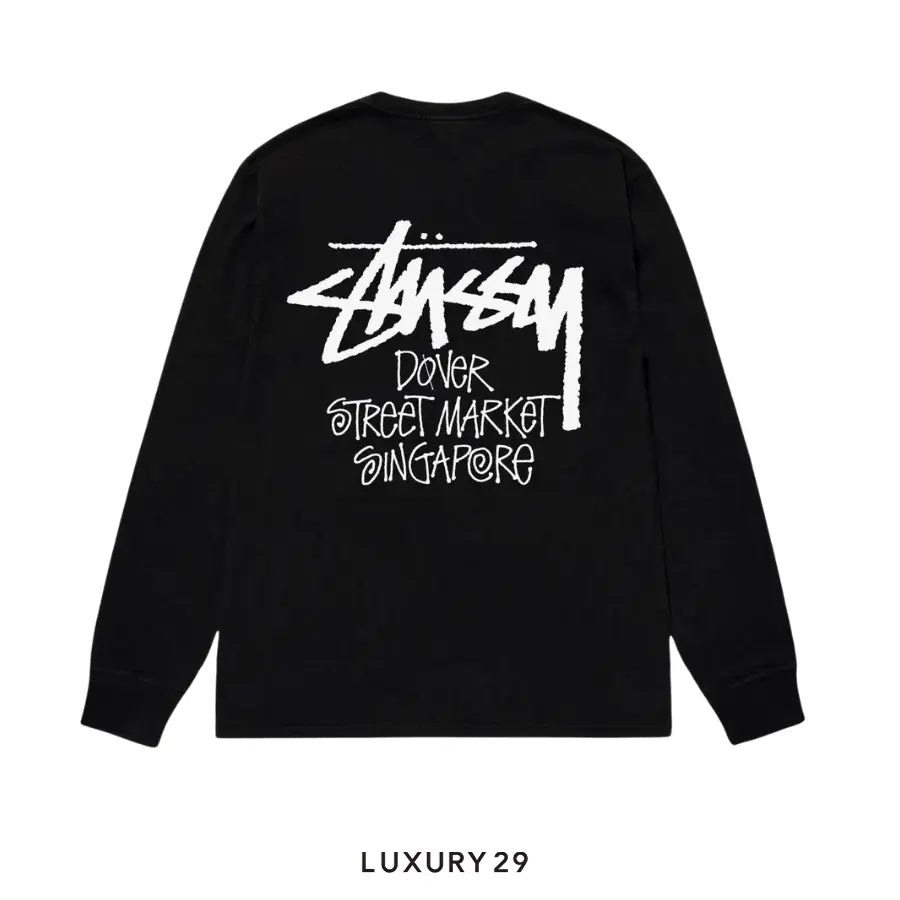 Stussy DOVER STREETMARKET SINGAPORE LS TEE BLACK