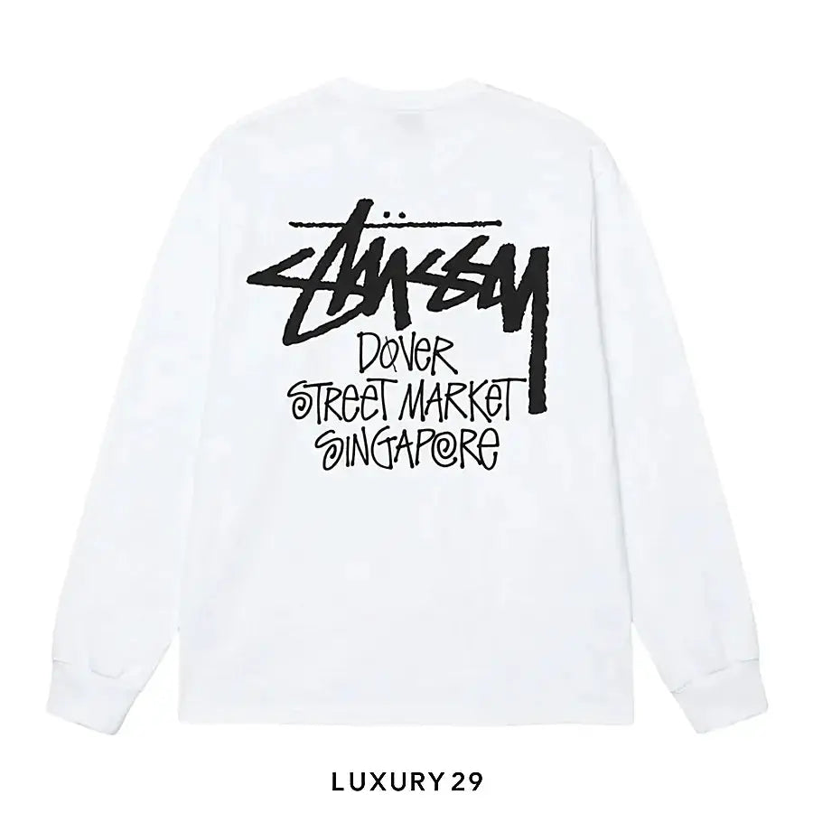 Stussy DOVER STREETMARKET SINGAPORE LS TEE WHITE