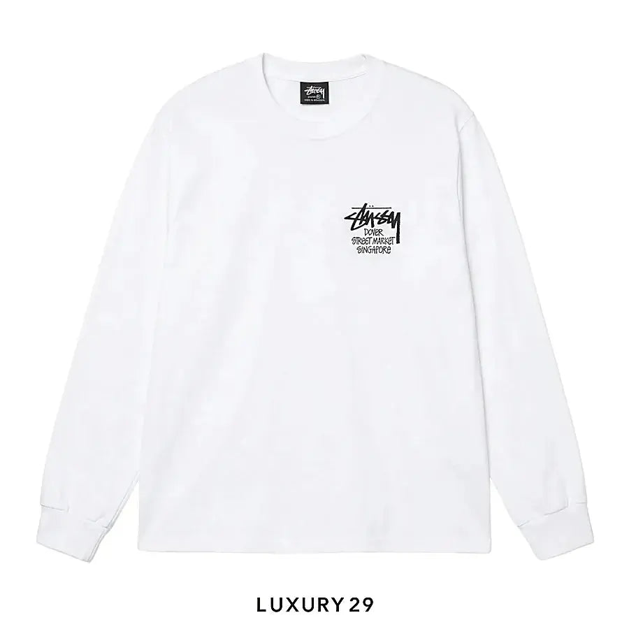 Stussy DOVER STREETMARKET SINGAPORE LS TEE WHITE