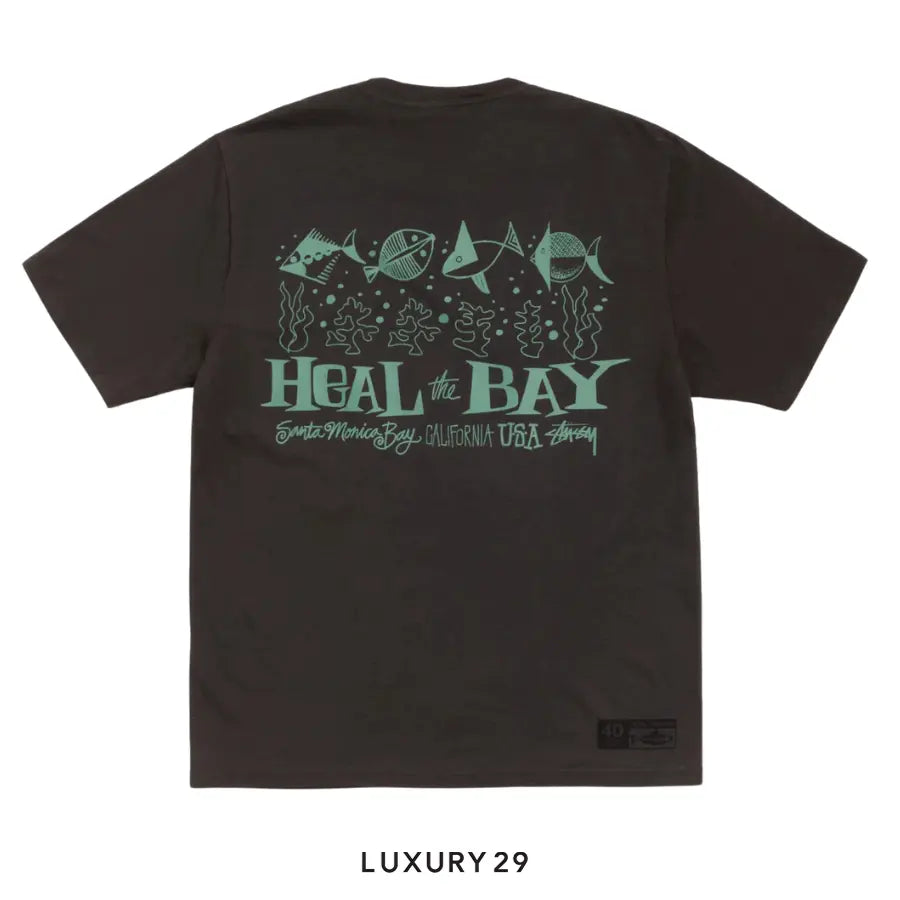 Stussy HEAL THE BAY 40 TEE PIGMENT DYED Faded Black