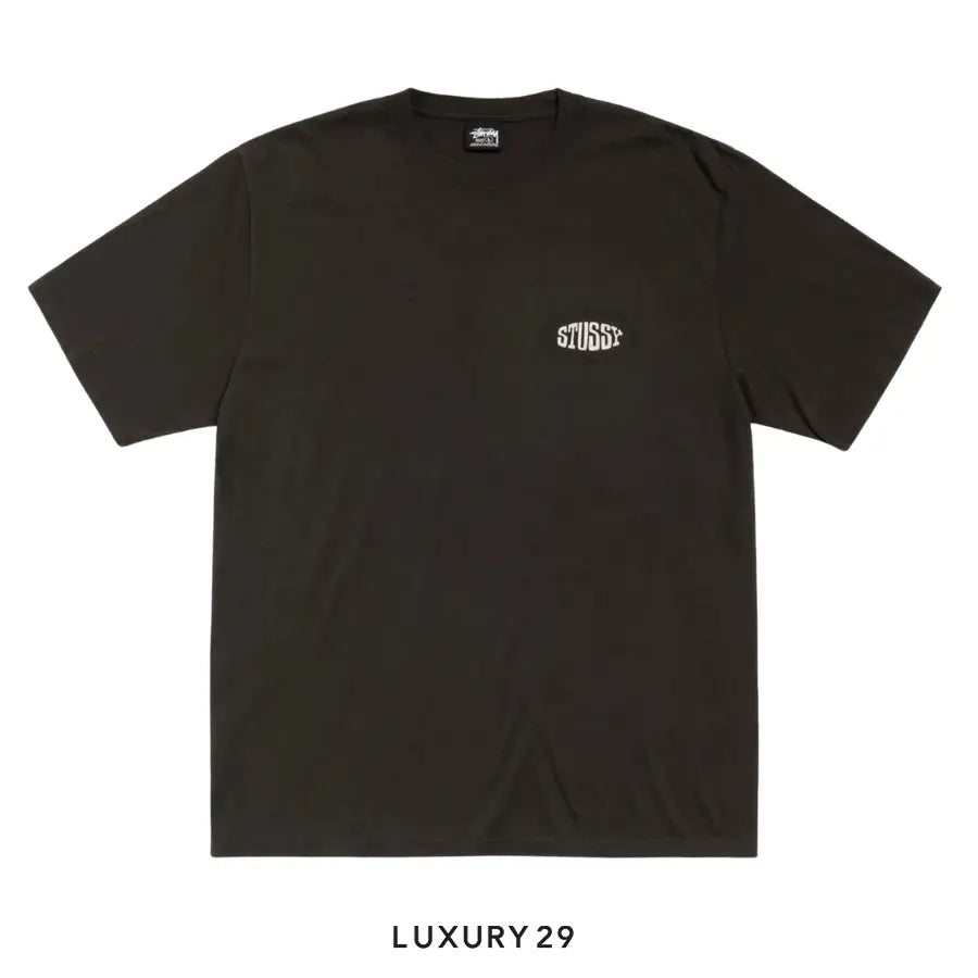 Stussy TILE OVAL TEE PIGMENT DYED FADED BLACK