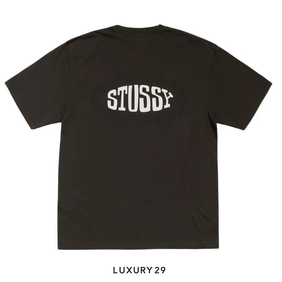 Stussy TILE OVAL TEE PIGMENT DYED FADED BLACK