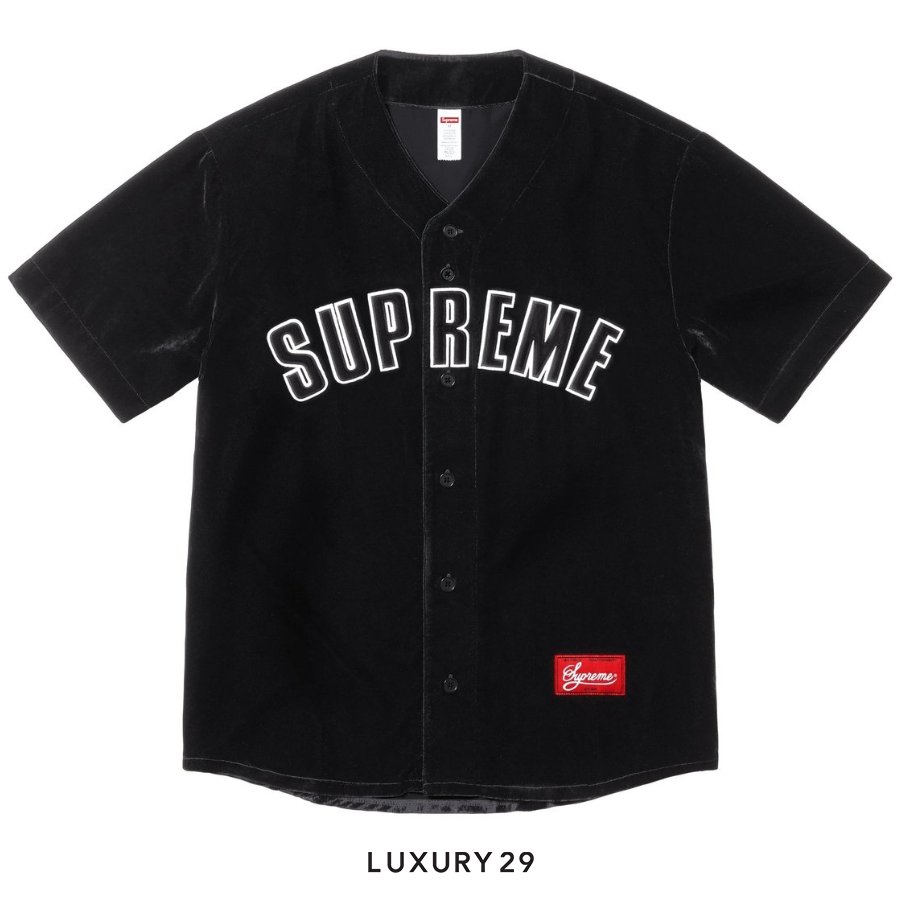 Supreme Valvet Baseball Jersey Black SUPREME