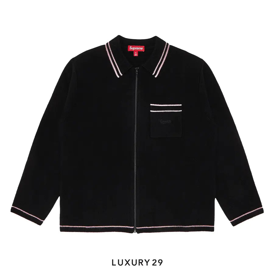 Supreme Zip Up Polo Sweater Black SUPREME