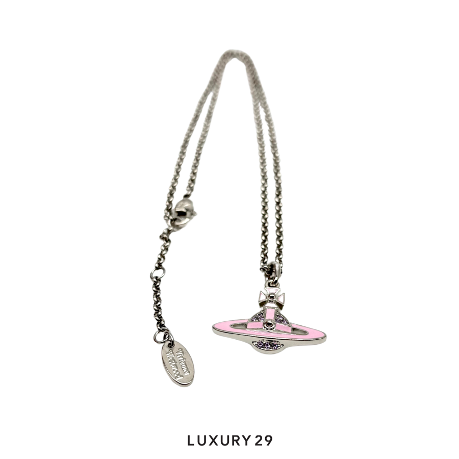 VIVIENNE WESTWOOD Neil Mini Bas Relife Pendant Platinum / Violet Crystal Brass VIVIENNE WESTWOOD