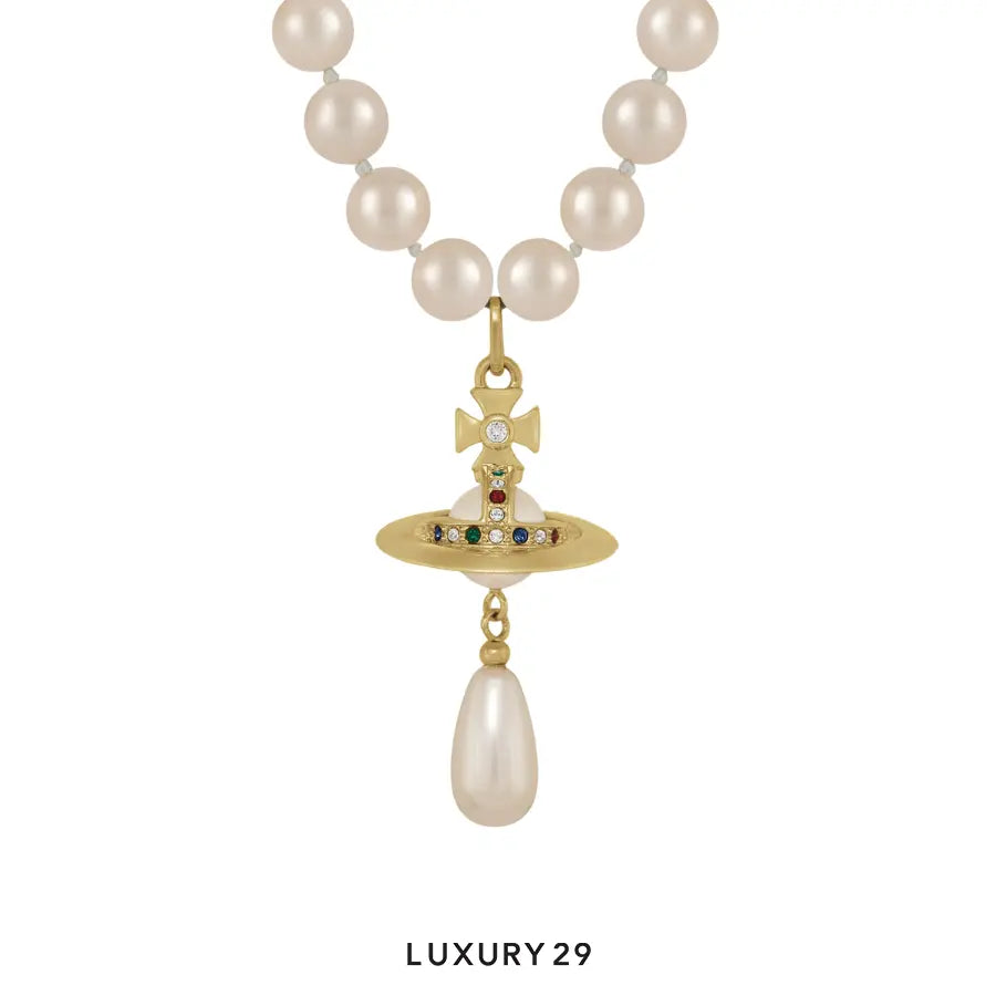 VIVIENNE WESTWOOD One Row Pearl Drop Choker R118 Gold/Pearl/Multi VIVIENNE WESTWOOD Luxury29