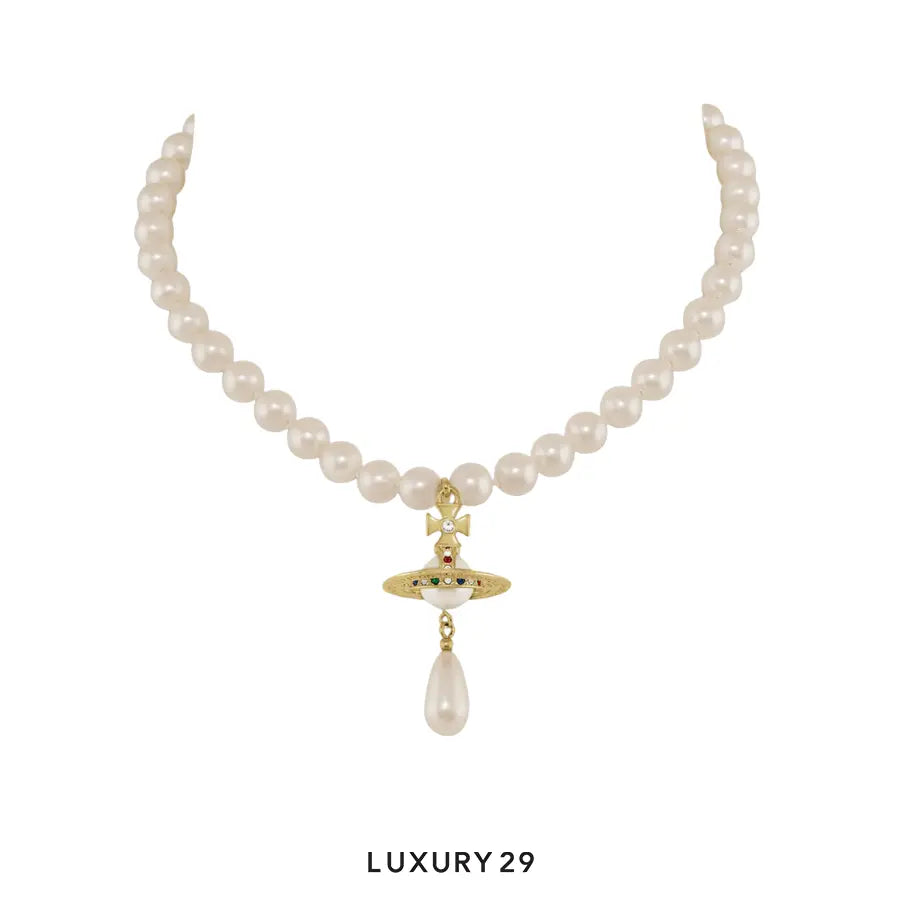 VIVIENNE WESTWOOD One Row Pearl Drop Choker R118 Gold/Pearl/Multi VIVIENNE WESTWOOD Luxury29