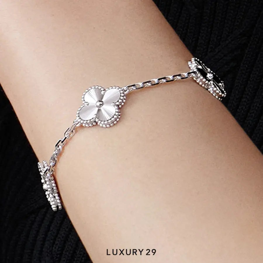Van Cleef & Arpels Vintage Alhambra Bracelet, 5 motifs 18K white gold VAN CLEEF & ARPELS