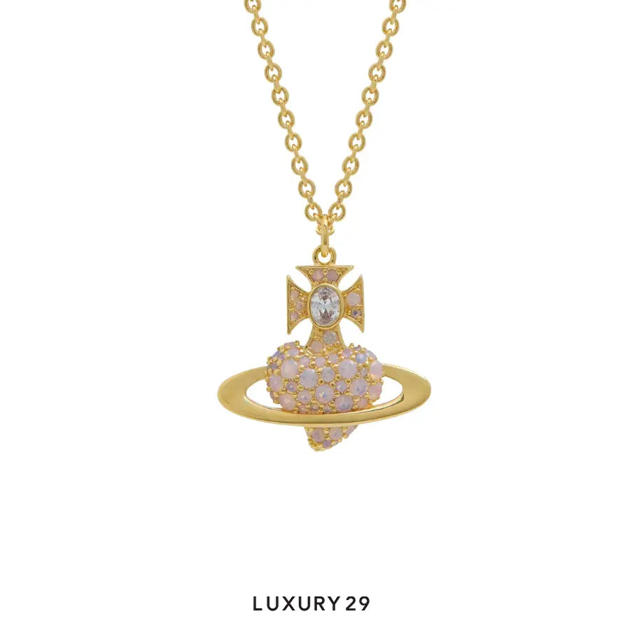 Vivienne Westwood Agnatha Relief Pendant Gold/Milky Pink