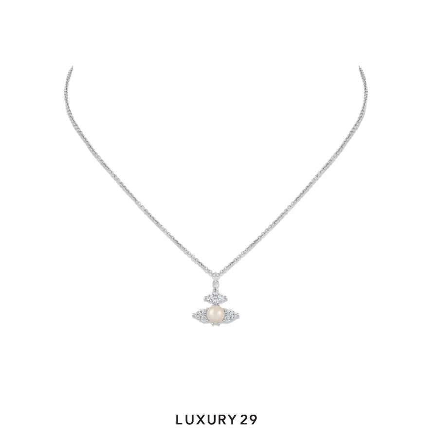 Vivienne Westwood Feodora Pendant Platinum/White CZ