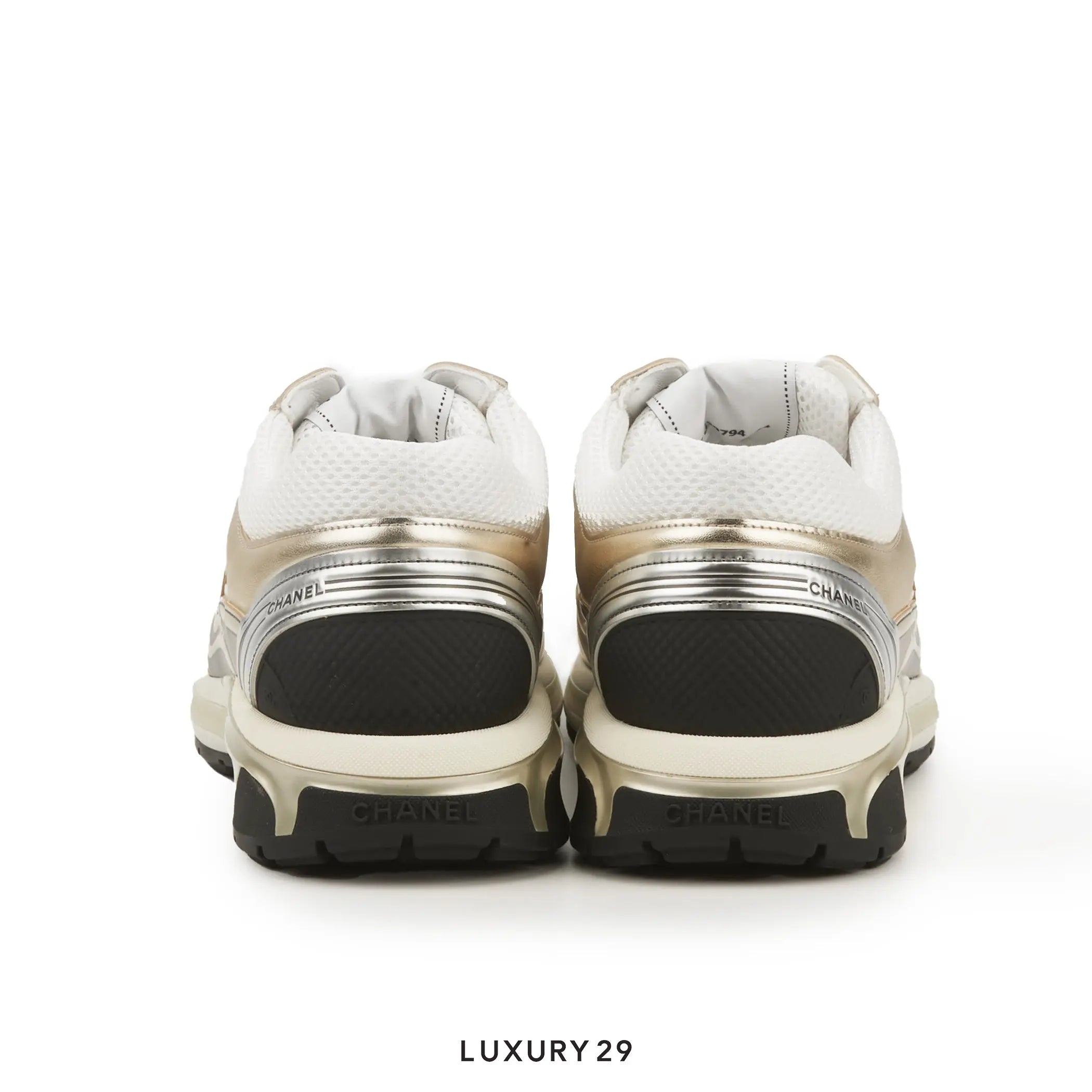 Chanel Trainers Fabric & Laminated Gold CHANEL