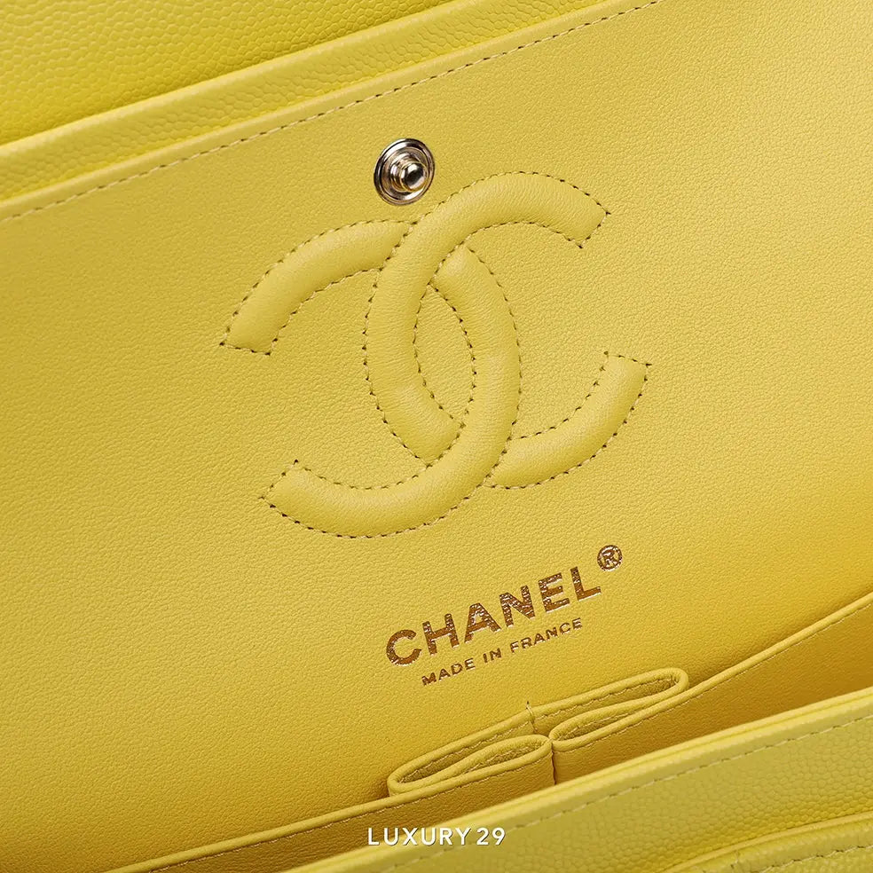 Chanel Small Classic Double Flap Bag Yellow Caviar Light Gold Hardware CHANEL
