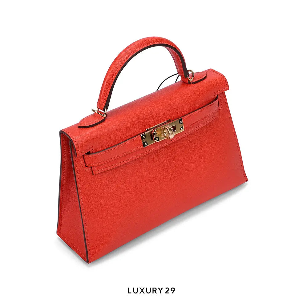 Hermes Kelly Sellier 20 Feu Chevre Gold hardware HERMES