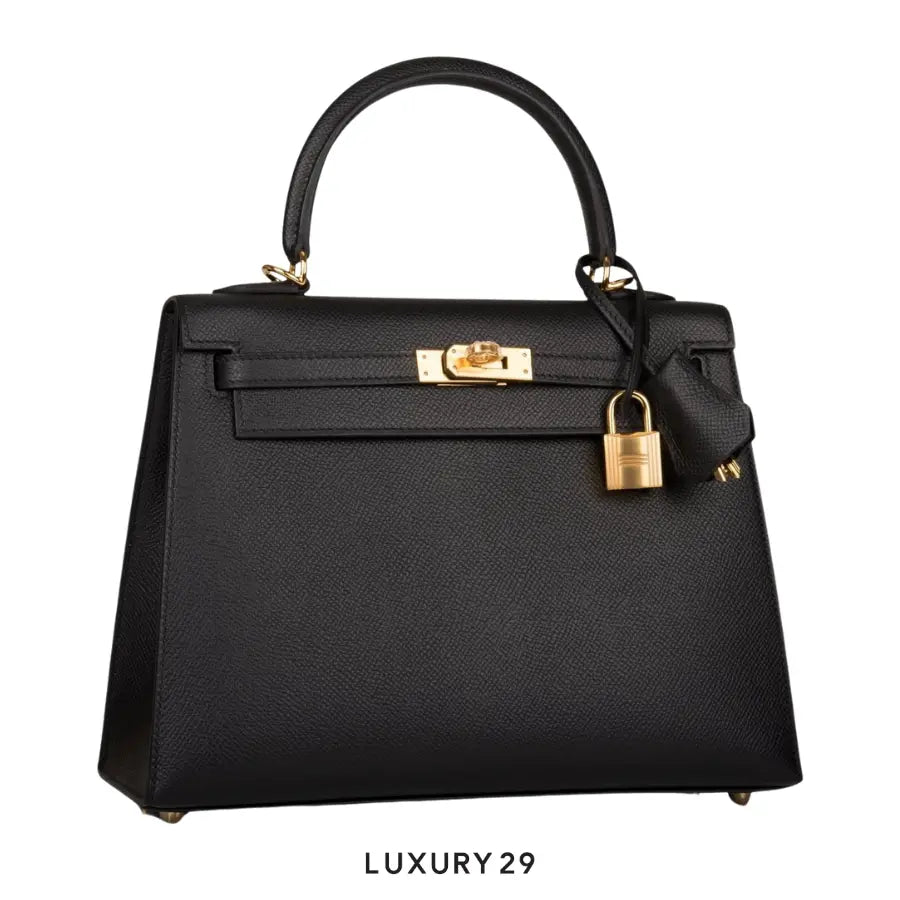 Hermes Kelly Sellier 25 Noir Gold Hardware / B Stamp (2023) HERMES